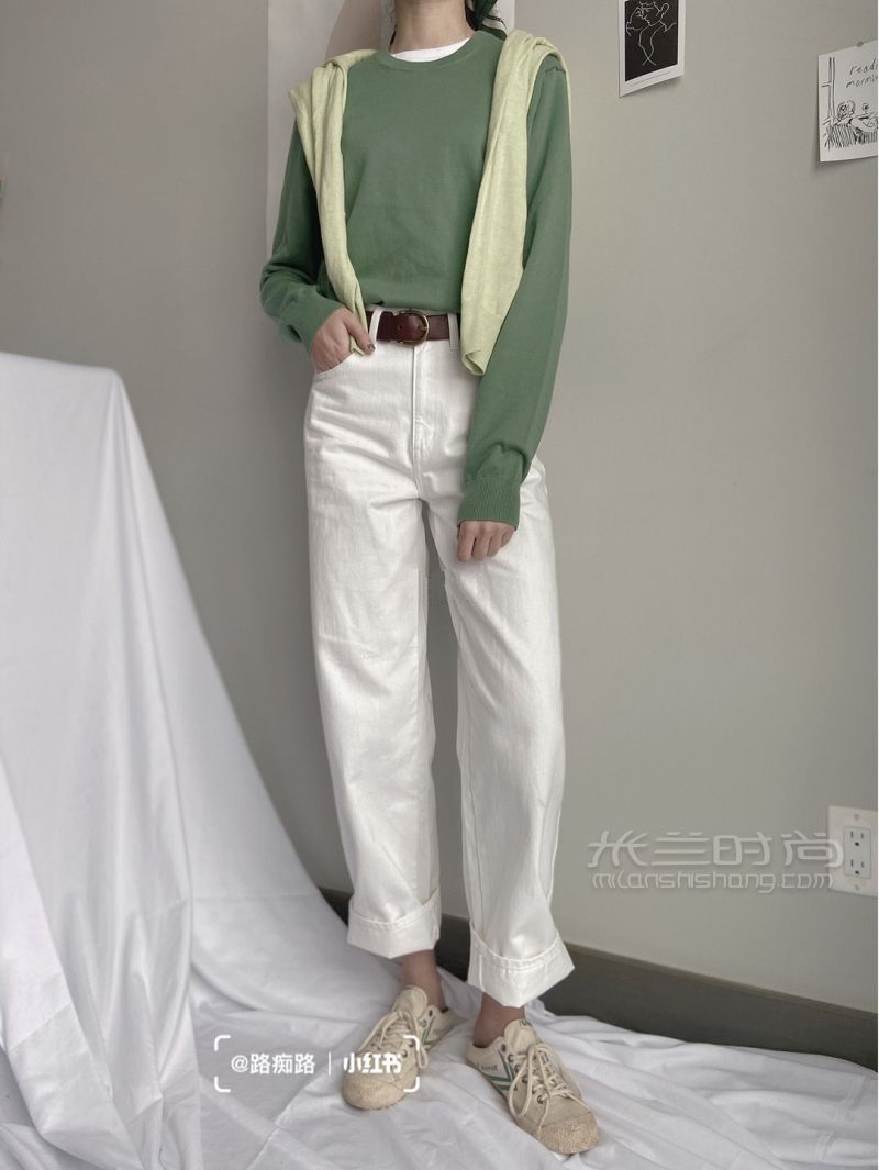 優(yōu)衣庫20春夏新品 奶油色牛仔褲_2
