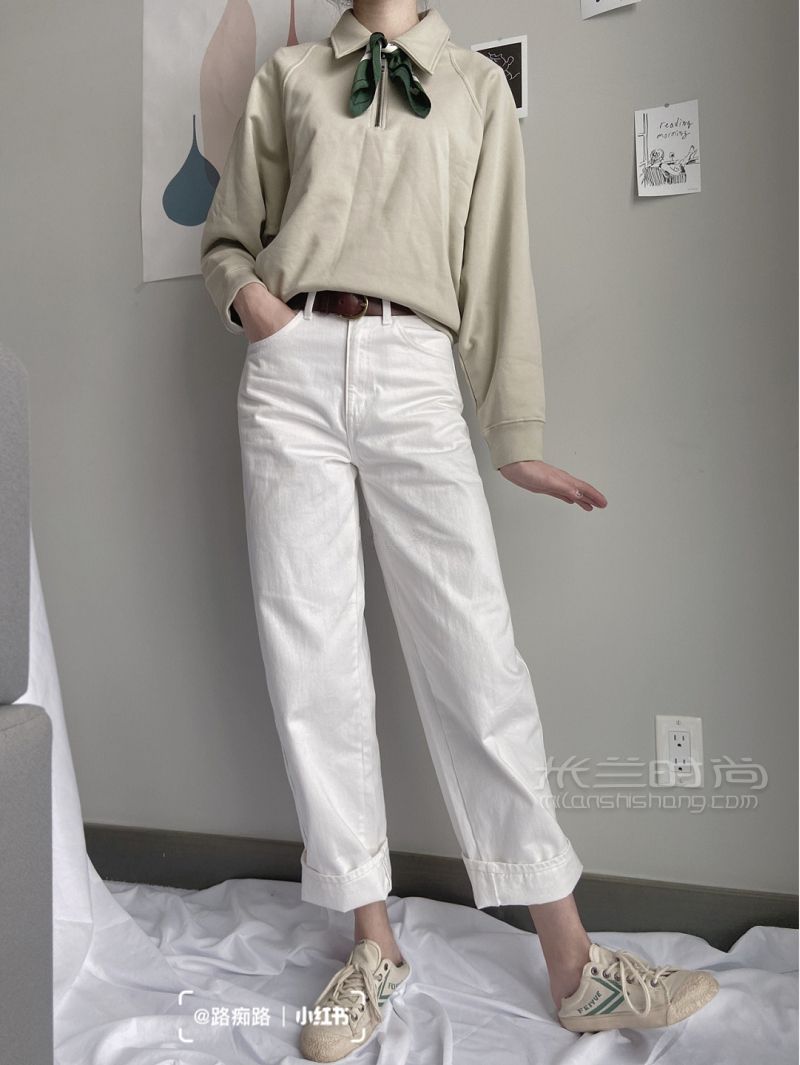 優(yōu)衣庫20春夏新品 奶油色牛仔褲_7