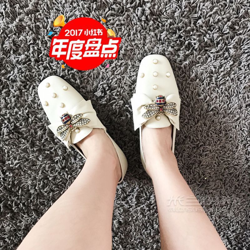 新年禮物 Gucci新款小蜜蜂珍珠懶人鞋 新年去哪玩_6