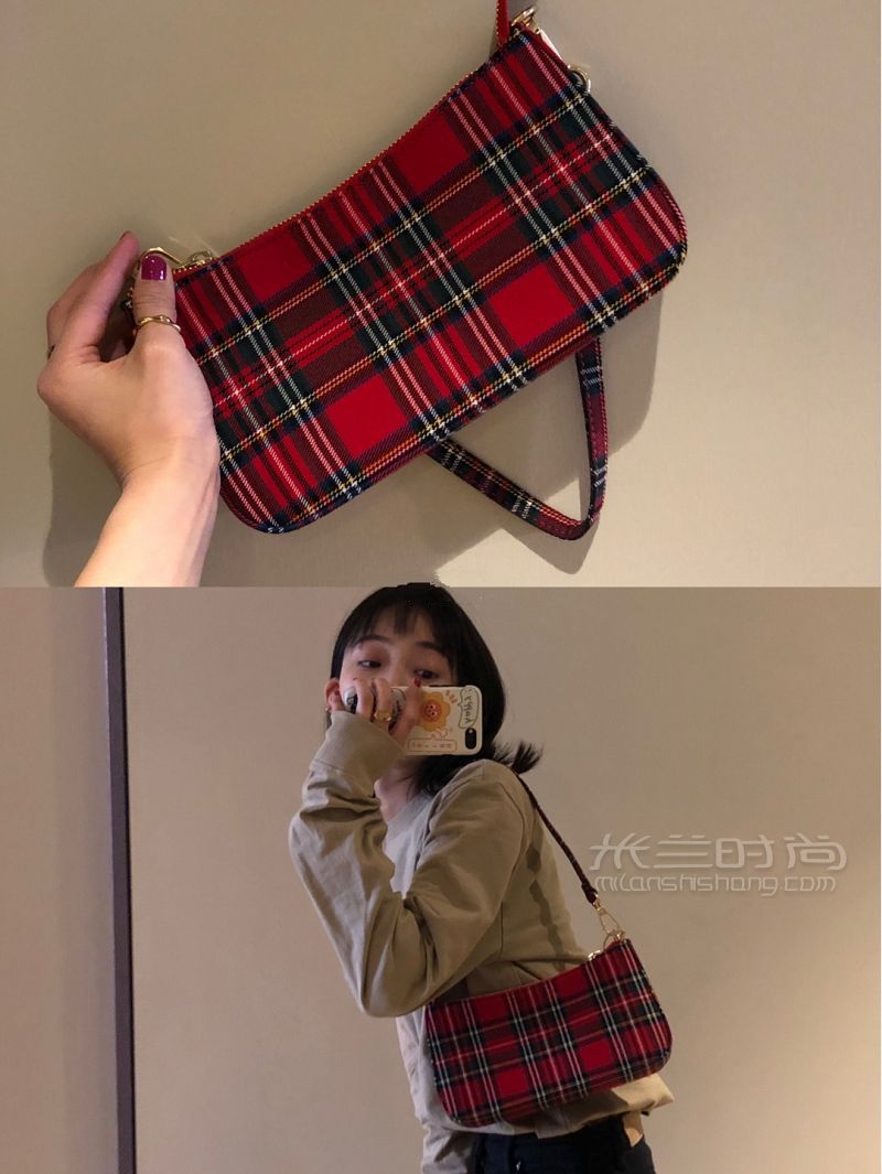 BrandyMelville紅格子法棍包真的不買后悔 迷你包brandy melville怎么樣_1