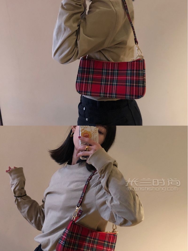 BrandyMelville紅格子法棍包真的不買后悔 迷你包brandy melville怎么樣_2