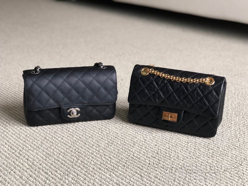 Chanel CF Mini 和chanel 2.55 Mini對(duì)比圖 上身圖_1