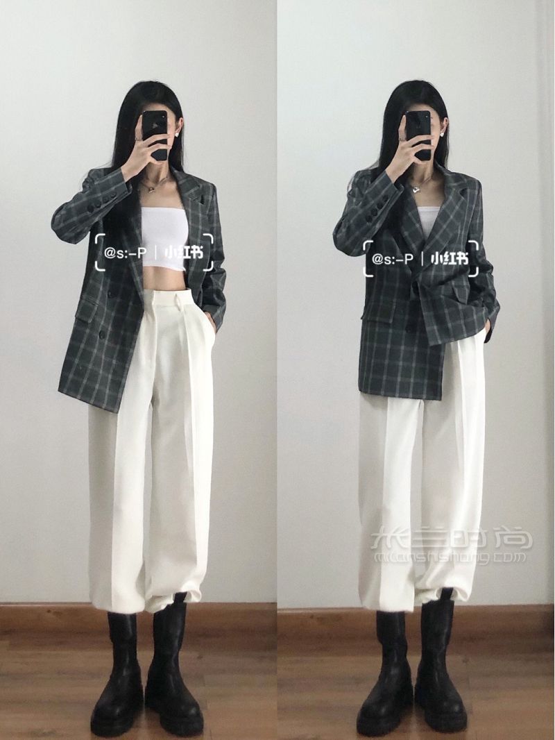 可鹽可甜酷女孩黑灰色系帥氣皮裙西裝皮裙_8